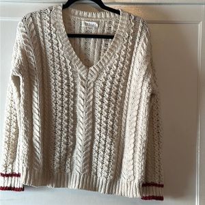 Vneck wool blend sweater size Small by Velvet with burgundy accent stripes